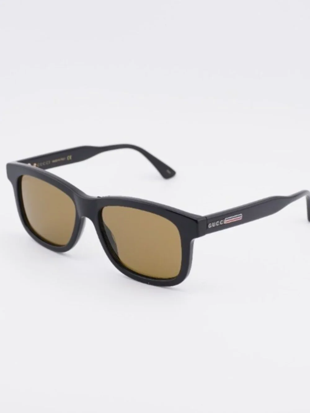 Gucci GG0824S 006 Men Sunglasses Black Rectangle Frame, Brown Lenses
